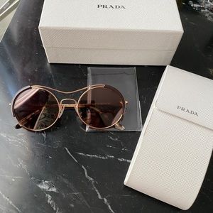 Prada Rose Gold Oval Sunglasses